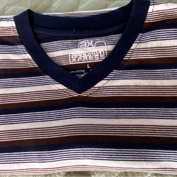 Brooklyn Express Men's Blue and Gray Short Sleeve Tee with Stripes, Size L - Picture 3 of 4